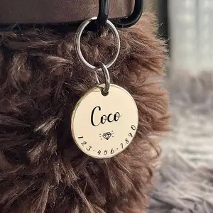 China Leverancier Custom Katten Honden Id Tags Gepersonaliseerde Mooie Huisdieren Kraag Naam Accessoires Rvs Sleutelhanger