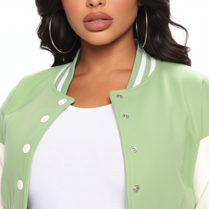 Veste Letterman et baseball à broderie personnalisée de qualité supérieure veste universitaire en cuir fin pour femmes - Product Image 5