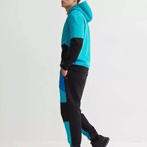 Streetwear à la mode avec logo personnalisé, survêtement de sport, sweat-shirt en coton polyester à blocs de couleurs, sweat à capuche tissé avec fermeture éclair pour homme - Product Image 6