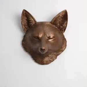 Decoración de pared Art Deco Metal Wolf Head Escultura Estatua para colgar en la pared de la sala de estar - Product Image 1