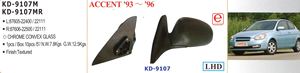 กระจกมองข้างปรับสำเนียงไต้หวัน kdc สีดำ1994-2000ใหม่ - Product Image 4