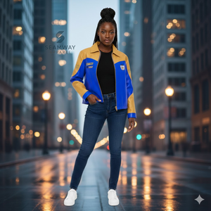 เสื้อแจ็คเก็ตหนัง PU สำหรับผู้หญิง Sigma Gamma Rho แบบซิปด้านหน้า ปักลายหนังนุ่มสบาย สไตล์ลำลองทันสมัย - Product Image 4