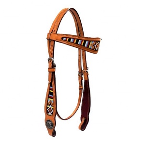 Headstall de cheval en cuir véritable réglable Western Headstall pour cheval - Product Image 4
