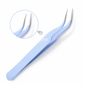Professional Blue L Shape Lash Tweezers Volume Eyelash <b>Extension</b> Tool Precision Grip Easy Handling - Product Image 3