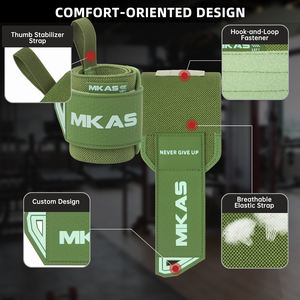 MKAS Penjualan Terlaris Tali Pergelangan Tangan Custom Logo untuk Latihan Kebugaran, Gym, Angkat Beban, Tali Tangan Bernapas untuk Powerlifting - Product Image 3