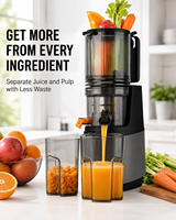 Extracteur de jus entièrement automatique à moteur DC avec séparation pulpe/jus, panneau de commande en anglais pour cuisine domestique