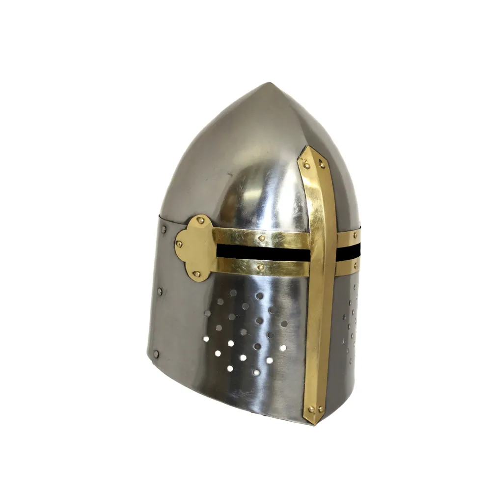 Medieval Templar Knight Spartan Roman Crusader Armor Helmet Ancient Larp New Templar made 18 Gauge Solid Steel & Brass