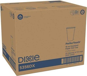 Dixie 16 onzas. Taza de café caliente de plástico aislado PerfectTouch White/Multicolor 1000 Count Design 90mm Single Wall con Coffee Haze - Product Image 2