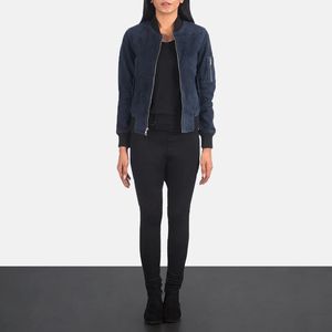 Vente en gros Blouson aviateur en daim bleu Fabricant professionnel Fermeture Casual XS Service OEM Disponible de haute qualité - Product Image 5