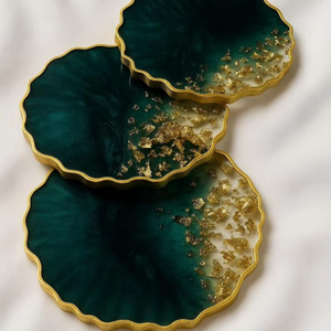 Juego de posavasos de resina epoxi redondo personalizable de alta calidad hecho a mano con soporte artesanías de resina para decoración del hogar - Product Image 6