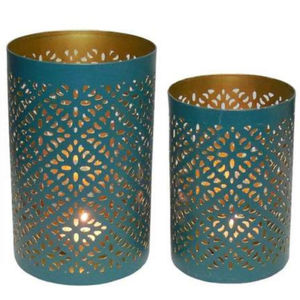 Porte-bougie votif en fer noir mat au design moderne avec un motif en treillis complexe pour la décoration de la maison et les cadeaux - Product Image 6