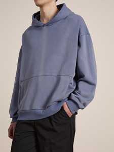 Personalizado de doble capa capucha negro vintage zip up HOODIE drop shoulder boxy oversized Acid Wash hoodies para hombres - Product Image 3