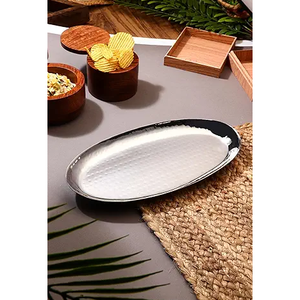 Plateau de service marocain martelé argenté décoré assiettes à vaisselle sans danger pour la maison et la décoration de mariage faites à la main - Product Image 5