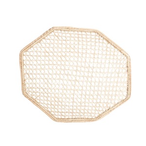 Mantel Individual de Mimbre y Ratán Hecho a Mano, Ecológico, Octagonal, Ligero, Natural, Tejido a Mano, para Proyectos de Suministro - Product Image 1