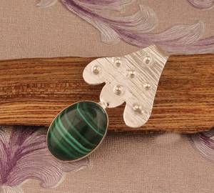 Colgante de malaquita verde Natural 10x14mm Ajuste de bisel hecho a mano sólido 925 joyería de plata esterlina mujeres regalo fabricante India - Product Image 4