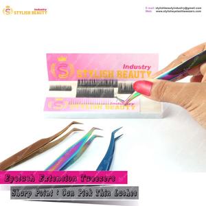 แหนบขนตาสแตนเลส45 90องศาด้ามจับเพชรพร้อมปลายแหลมและโลโก้ออกแบบได้ตามต้องการ - Product Image 3