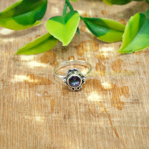 แหวนเงินแท้ 925 ประดับพลอยโทแพซธรรมชาติ ดีไซน์ดอกไม้สไตล์วินเทจ ทำด้วยมือ |   แหวนทรงกลมประดับมิสติกโทปาซสำหรับผู้หญิง - Product Image 6