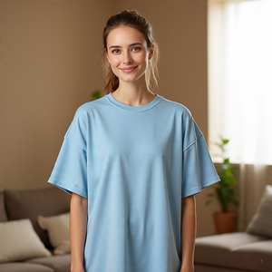 Femmes goutte épaule à manches courtes t-shirts séchage rapide coton Polyester T-Shirt femmes été mode o-cou t-shirts dames - Product Image 3