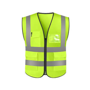 Gilet de sécurité haute visibilité fluorescent réfléchissant avec plusieurs poches, fermeture éclair, gilet en polyester robuste pour électriciens - Product Image 2