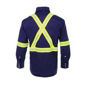 HI vis ropa de trabajo de invierno de alta visibilidad de poliéster de ojo de pájaro de malla transpirable camisa de manga larga de seguridad laboral - Product Image 6