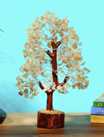 Arbre en pierre semi-précieuse naturelle Citrine Quartz, sculpté, écologique, 7-10 pouces, 300 copeaux, Arbre de cristal, Figurine Feng Shui