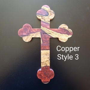 Croix murale bouddhiste en bois et résine polie pour la décoration de la maison avec des matériaux naturels - Product Image 3
