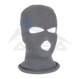 Vente en gros cagoules hiver en acrylique tricotées avec broderie logo personnalisé cagoules 3 trous pour hommes - Product Image 2