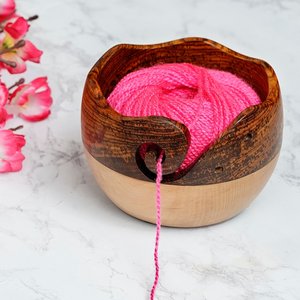 Indian Hand Carved Wooden Comb Joint Yarn <b>Bowl</b> 6 X 4 Undulate Handmade Premium Beech Wood Yarn Storage <b>Bowl</b> - Product Image 5