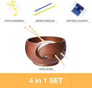 Cuenco de hilo de madera grande hecho a mano de primera calidad para tejer ganchillo costura hermoso soporte de hilo Regalo para mamá - Product Image 2