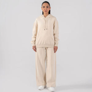 Ensemble de sweat-shirt à capuche en polaire noir surdimensionné pour femmes, streetwear uni, décontracté d'hiver, anti-boulochage, respirant, pour femmes - Product Image 5