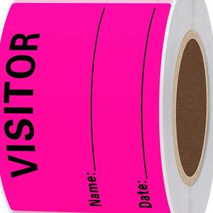 Autocollants de permis de visite rose, étiquettes d'identification nominative pour <span class=keywords><strong>visiteurs</strong></span>, autocollants de 2 x 3 pouces, 300 étiquettes par rouleau - Product Image 3