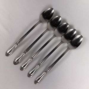 Lot de 5 cuillères à dessert de mariage en laiton coulé d'Inde, parfaites pour les ustensiles de cuisine de table et l'argenterie. - Product Image 4