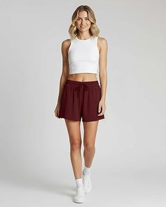 Shorts pour femmes sportifs ajustés de haute qualité en tissu Oxford respirant 100% coton Taille élastique Bouton - Product Image 2