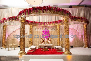 Cérémonie indienne fidjienne régence mariage Mandap prochain Bollywood thème événement de mariage Mandap charmant ivoire Mandap pour mariage - Product Image 4