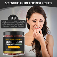 Hearns OEM Gummies aux champignons naturels Cordyceps Reishi pour la santé cérébrale, la mémoire et le soutien immunitaire – Complément alimentaire à base de plantes pour adultes certifié GMP