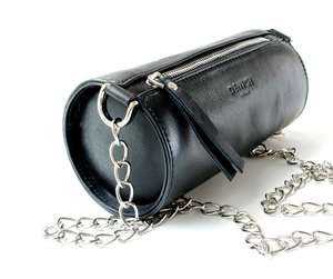 Custom Logo Multicolor <b>Genuine</b> <b>Leather</b> Vintage Zipper Closure Cylindrical Women's Shoulder Makeup <b>Bag</b> LCYB-0051 - Product Image 3