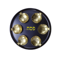Assiette à Seder à passoire en métal Judaica, couleur personnalisée, rond, noir, feuille d'or, plateaux, bols, bijoux, chevesach, Matzah, pas cher
