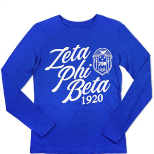 Camiseta de manga larga ZPB-Negro y azul real | Camisa de hermandad Zeta Phi Beta de algodón 100% con letras bordadas de lentejuelas, Parche de corazón - Product Image 4