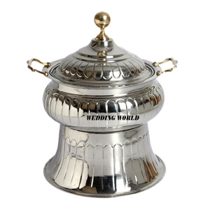 Metal Chafing Dish High Quality Shiny Polished Dinnerware Casserole Round Shape Luxury New Metal Food Warmer - Product Image 1