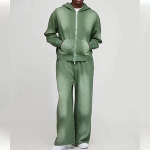 Survêtement à capuche en coton 100% lourd personnalisé de la rue principale avec impression sérigraphique effet délavé à l'acide et fermeture éclair métallique - Product Image 1