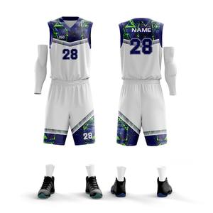 ชุดบาสเก็ตบอลสำหรับผู้ชายเสื้อบาสเก็ตบอลเย็บแบบระเหิดไซส์ใหญ่พิเศษ - Product Image 2