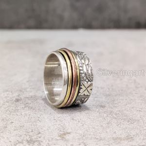 Spinner Band Filigrane Bague En Argent Sterling 925 Anneau De Pouce Pour Femme Fidget Bijoux Faits À La Main Noël Anxiété Hommes Spinner Anneau - Product Image 5