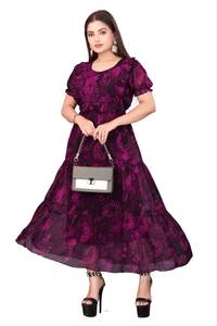 Vestido moderno informal Georgette con función de secado rápido Impresión digital y diseño en relieve para ocasiones de fiesta (todas las estaciones) - Product Image 2