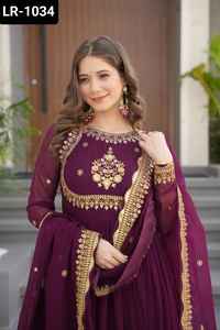 Indian Ethnic Wear Faux Blooming Georgette with Zari Thread and Sequins Embroidery Work Anarkali Gowns for Wedding Wear Suit - Product Image 2