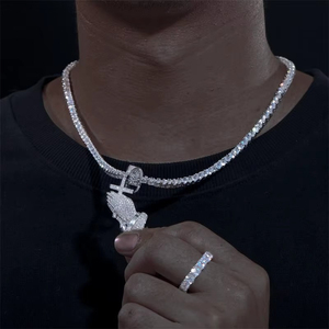 925 Sterling Silver Hip Hop <b>Cross</b> Pray Hand Pendant <b>Necklace</b> with Diamond Bling Moissanite Main Stone <b>for</b> Men <b>Women</b> & Children - Product Image 1