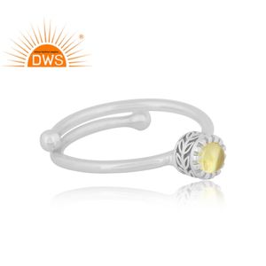 Latest Design Fine Sterling Silver Natural Peridot Gemstone <b>Adjustable</b> <b>Ring</b> Indian Jewelry Manufacturer - Product Image 2