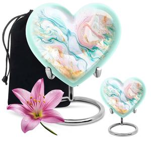 Urnes funéraires de l'harmonie céleste-Urne en forme de cœur-Combo de 2 (10 pouces et souvenir) - Product Image 1