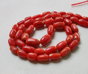 Cuentas de coral italiano natural AAA de 1 hebra, forma ovalada de 16 pulgadas 9X5 a 6X4 cuentas lisas, piedras preciosas de coral - Product Image 3