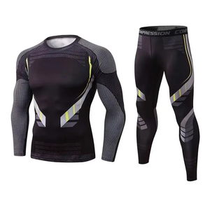 Ensemble de compression 2 pièces pour hommes, combinaison de course, vêtements de fitness, t-shirt de compression, collants, leggings, ensemble de sport - Product Image 1