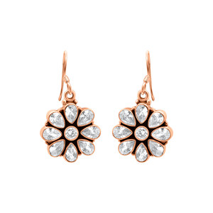 Wholesale Flower Shaped White Topaz Gemstone <b>Drop</b> <b>Earrings</b> Gold Plated Handmade Silver Bezel Setting for Parties and Gifts - Product Image 2